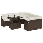 vidaXL Set de canapele pentru grădină cu pernă 9 pcs maro și crem vidaXL Set de canapele pentru grădină cu pernă 9 pcs maro și crem