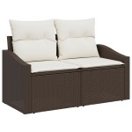 vidaXL Set de canapele pentru grădină cu pernă 9 pcs maro și crem vidaXL Set de canapele pentru grădină cu pernă 9 pcs maro și crem