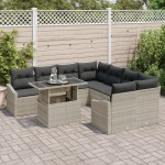 vidaXL Set de canapele pentru grădină cu pernă 9 pcs Gri deschis vidaXL Set de canapele pentru grădină cu pernă 9 pcs Gri deschis
