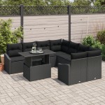 vidaXL Set de canapele pentru grădină 9 pcs Negru 100 x 55 x 73 cm