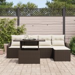 vidaXL Set de canapele pentru grădină cu pernă 6 pcs maro și crem vidaXL Set de canapele pentru grădină cu pernă 6 pcs maro și crem