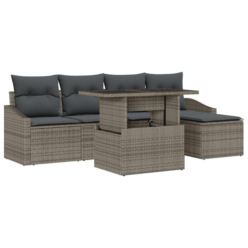 vidaXL Set de canapele pentru grădină cu pernă 6 pcs Gri