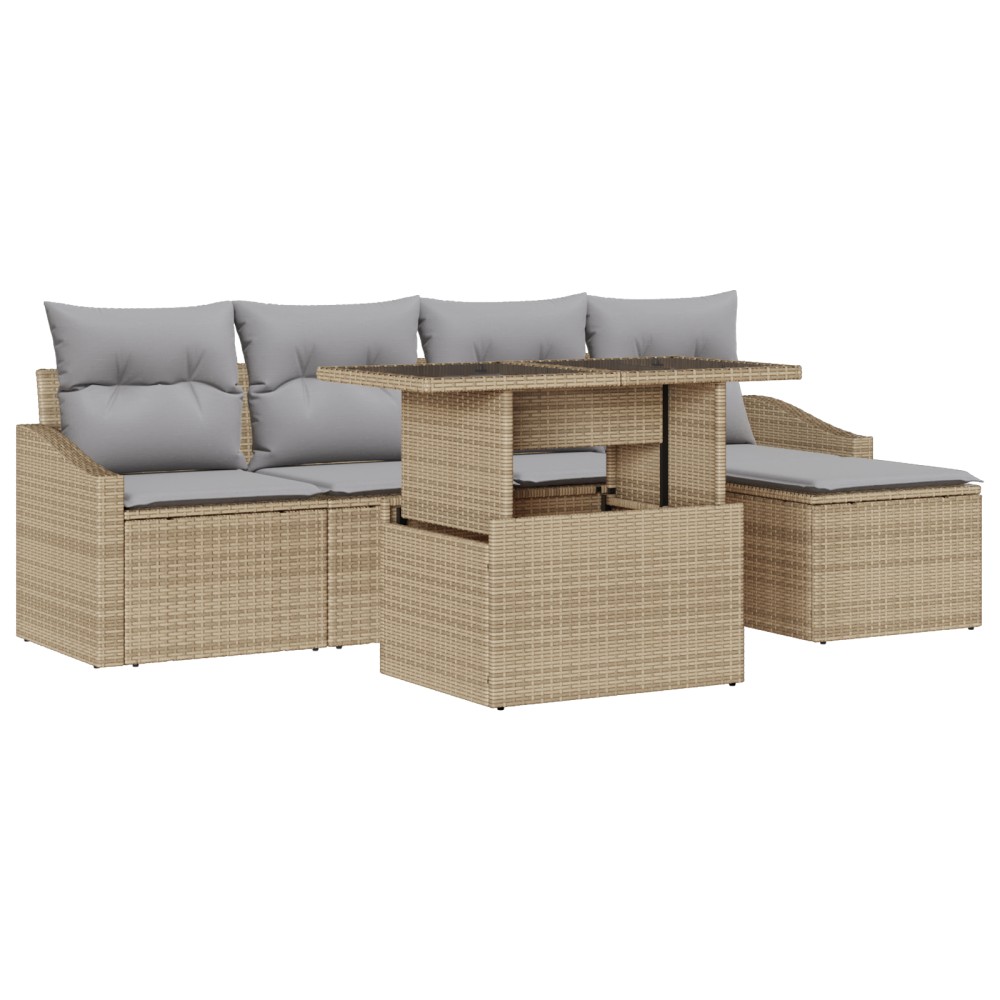 vidaXL Set de canapele pentru grădină 6 pcs bej și gri deschis