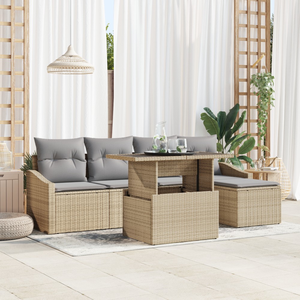 vidaXL Set de canapele pentru grădină 6 pcs bej și gri deschis