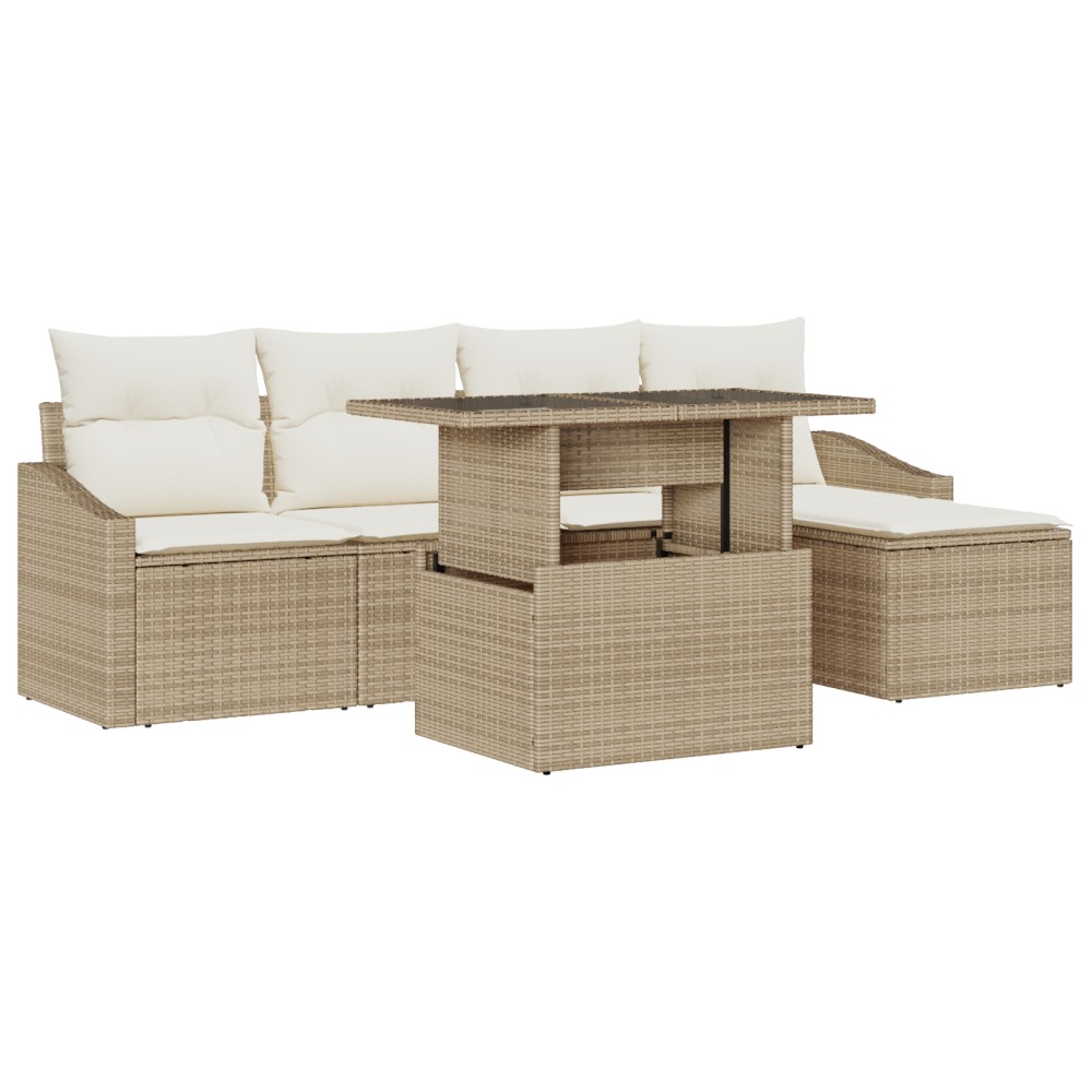 vidaXL Set de canapele pentru grădină cu pernă 6 pcs bej și crem
