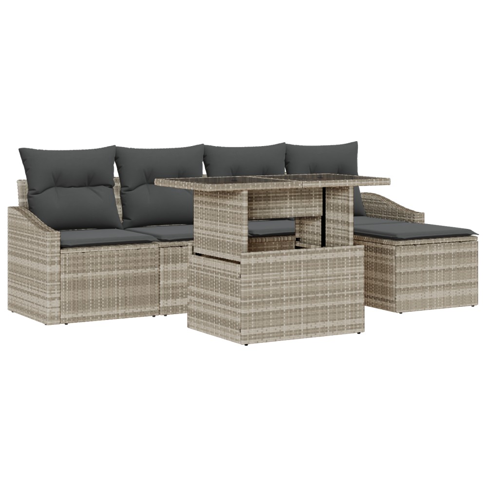 vidaXL Set de canapele pentru grădină cu pernă 6 pcs Gri deschis