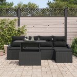 vidaXL Set de canapele pentru grădină cu pernă 6 pcs Negru vidaXL Set de canapele pentru grădină cu pernă 6 pcs Negru