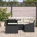vidaXL Set de canapele pentru grădină cu pernă 5 pcs negru și crem