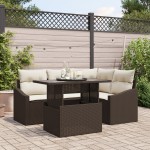 vidaXL Set de canapele pentru grădină cu pernă 5 pcs maro și crem