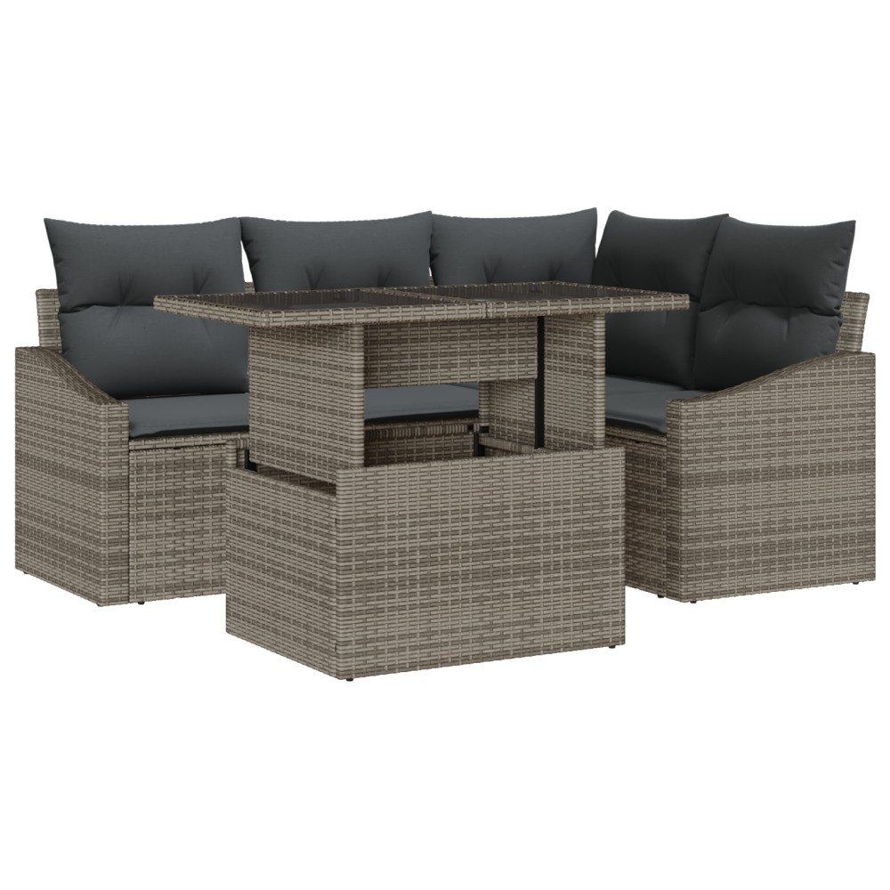 vidaXL Set de canapele pentru grădină 5 pcs Gri 100 x 55 x 73 cm