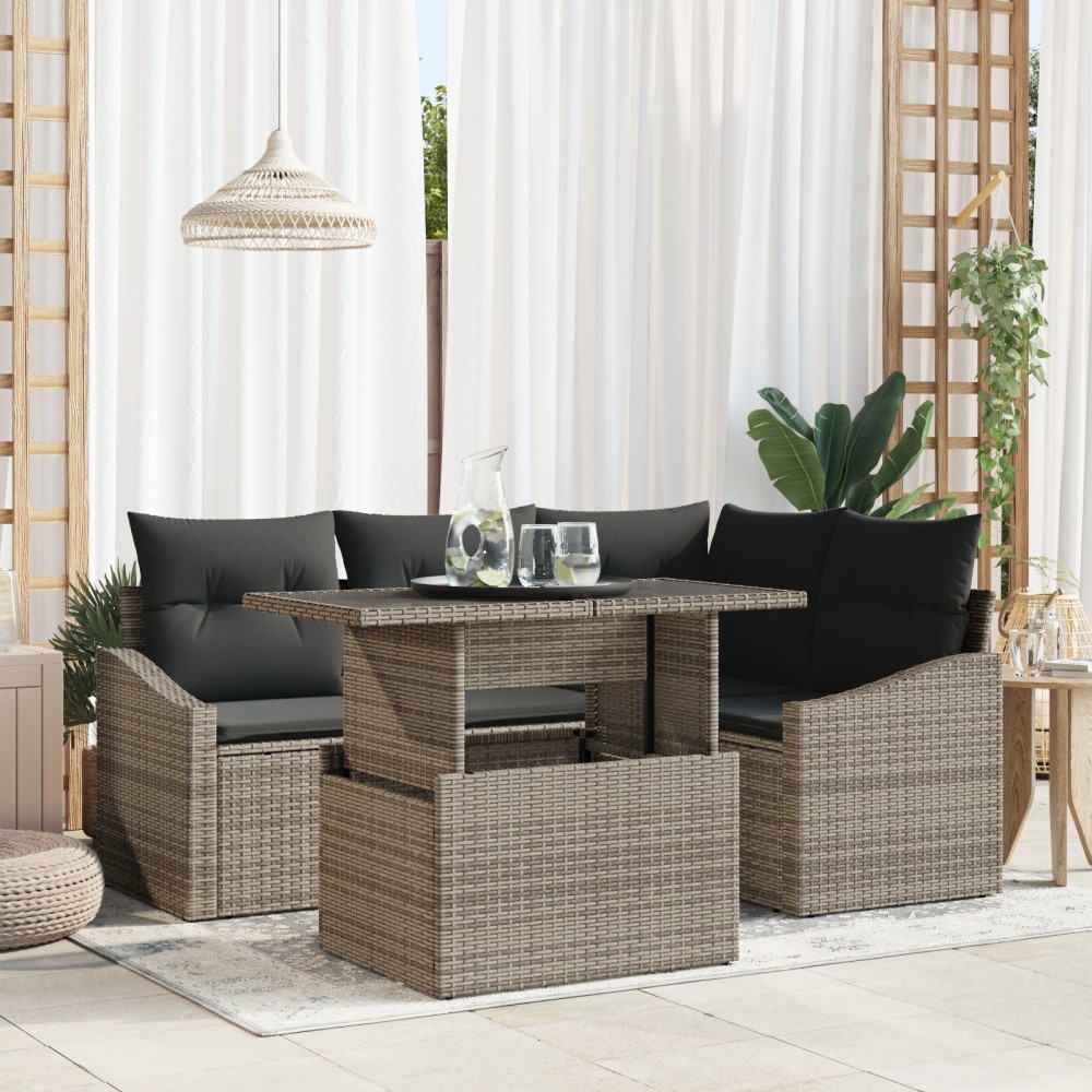 vidaXL Set de canapele pentru grădină 5 pcs Gri 100 x 55 x 73 cm