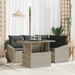 vidaXL Set sofa grădină 5 piese cu perne, gri deschis, din rattan poli vidaXL Set sofa grădină 5 piese cu perne, gri deschis, din rattan poli