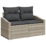 vidaXL Set sofa grădină 5 piese cu perne, gri deschis, din rattan poli vidaXL Set sofa grădină 5 piese cu perne, gri deschis, din rattan poli