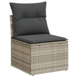vidaXL Set sofa grădină 5 piese cu perne, gri deschis, din rattan poli vidaXL Set sofa grădină 5 piese cu perne, gri deschis, din rattan poli