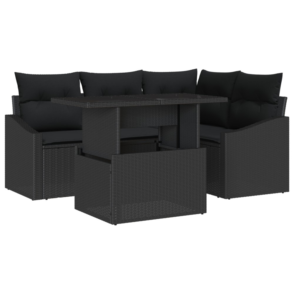 vidaXL Set de canapele pentru grădină 5 pcs Negru 100 x 55 x 73 cm