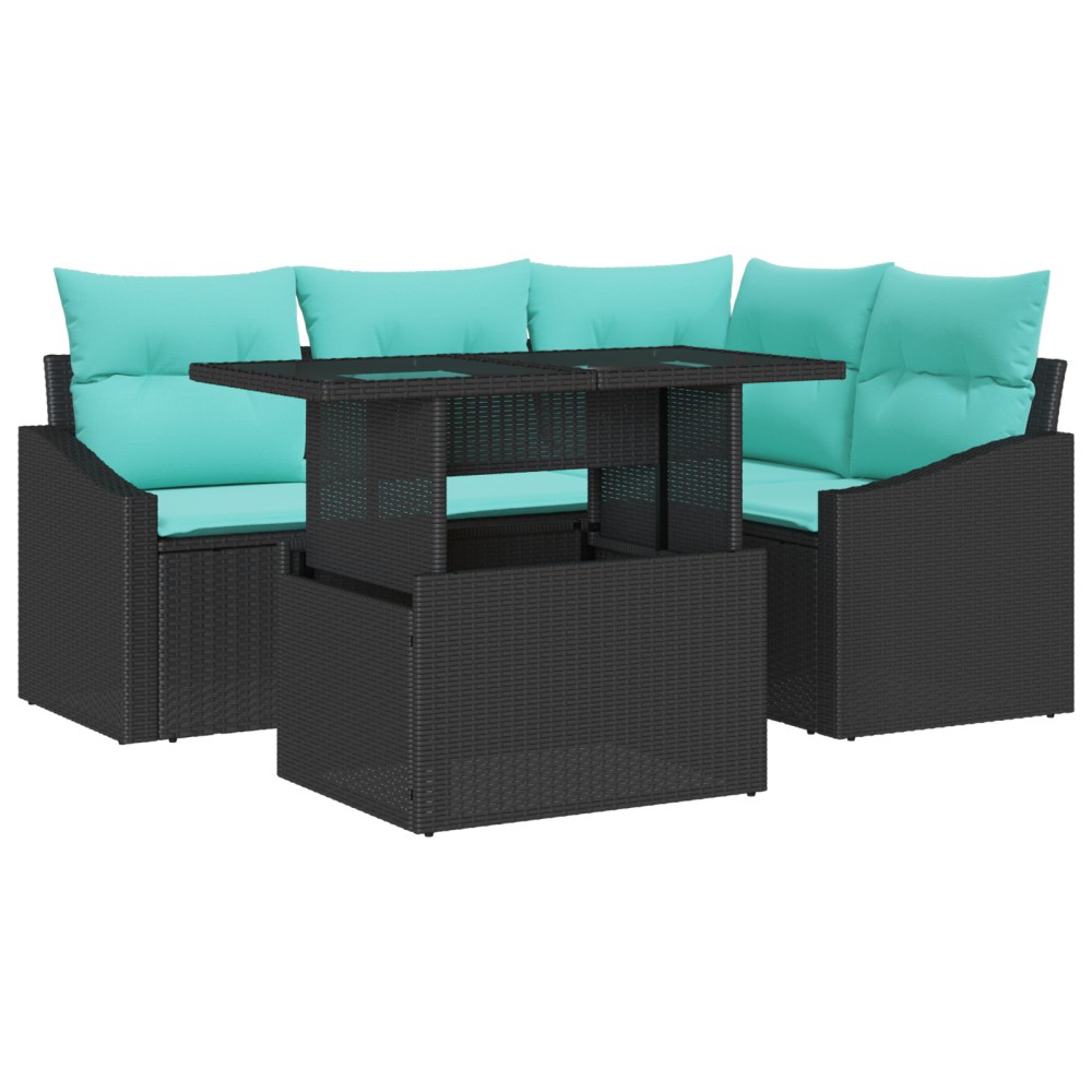 vidaXL Set de canapele pentru grădină cu pernă 6 pcs negru și crem