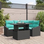 vidaXL Set de canapele pentru grădină cu pernă 6 pcs negru și crem vidaXL Set de canapele pentru grădină cu pernă 6 pcs negru și crem
