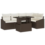 vidaXL Set de canapele pentru grădină cu pernă 6 pcs maro și crem vidaXL Set de canapele pentru grădină cu pernă 6 pcs maro și crem