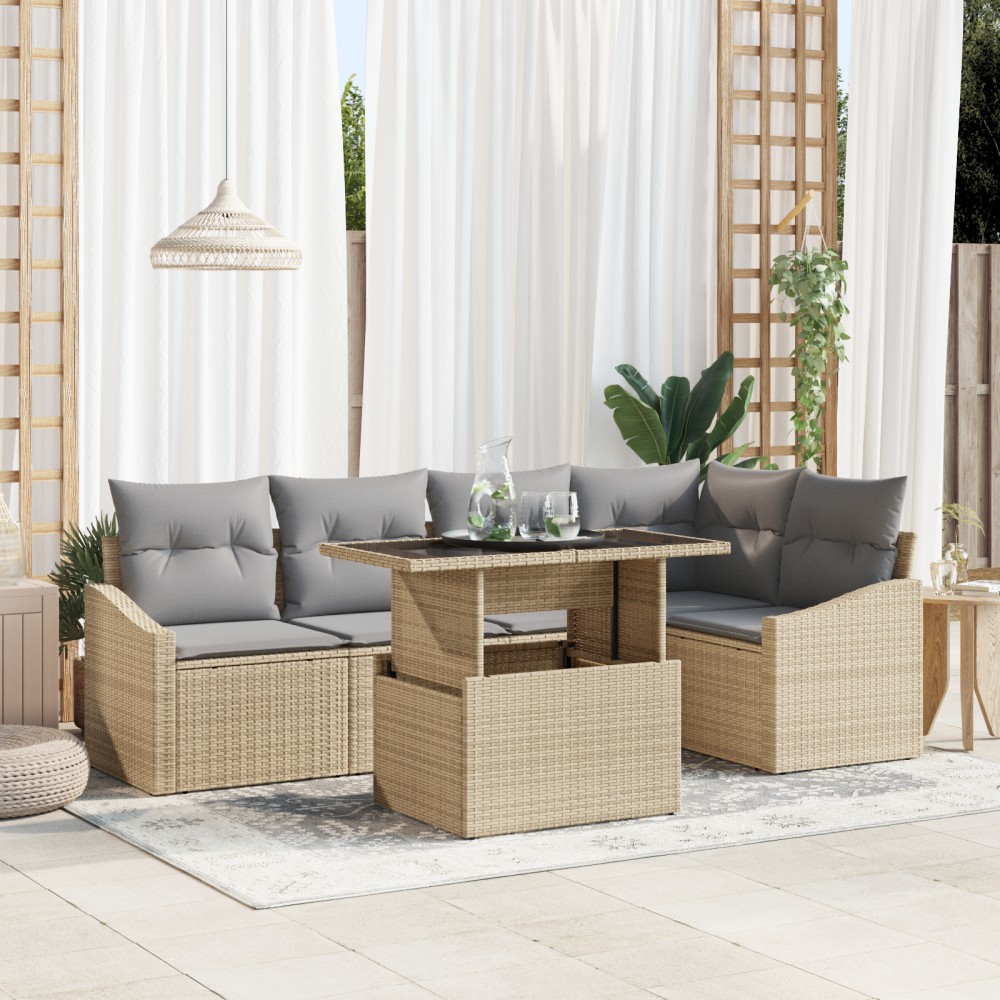 vidaXL Set de canapele pentru grădină 6 pcs bej și gri deschis