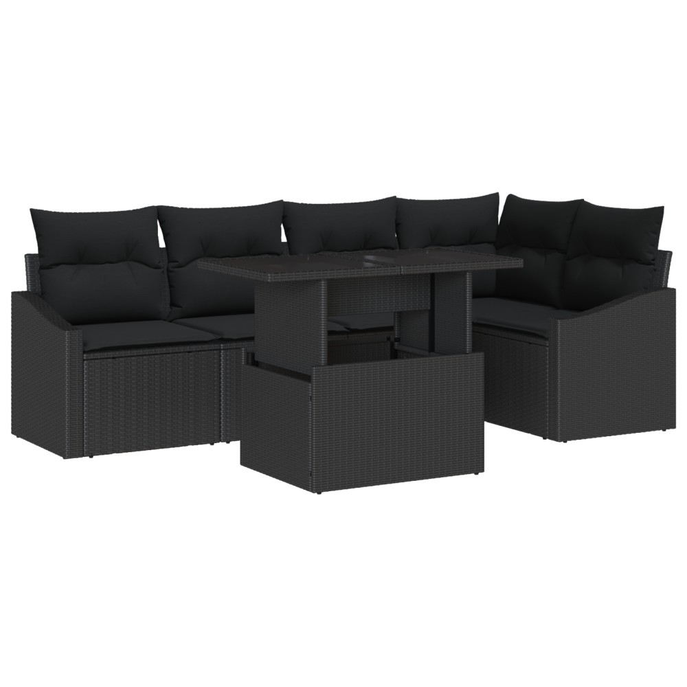 vidaXL Set de canapele pentru grădină 6 pcs Negru 100 x 55 x 73 cm