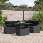 vidaXL Set de canapele pentru grădină 6 pcs Negru 100 x 55 x 73 cm
