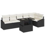 vidaXL Set de canapele pentru grădină cu pernă 7 pcs negru și crem vidaXL Set de canapele pentru grădină cu pernă 7 pcs negru și crem