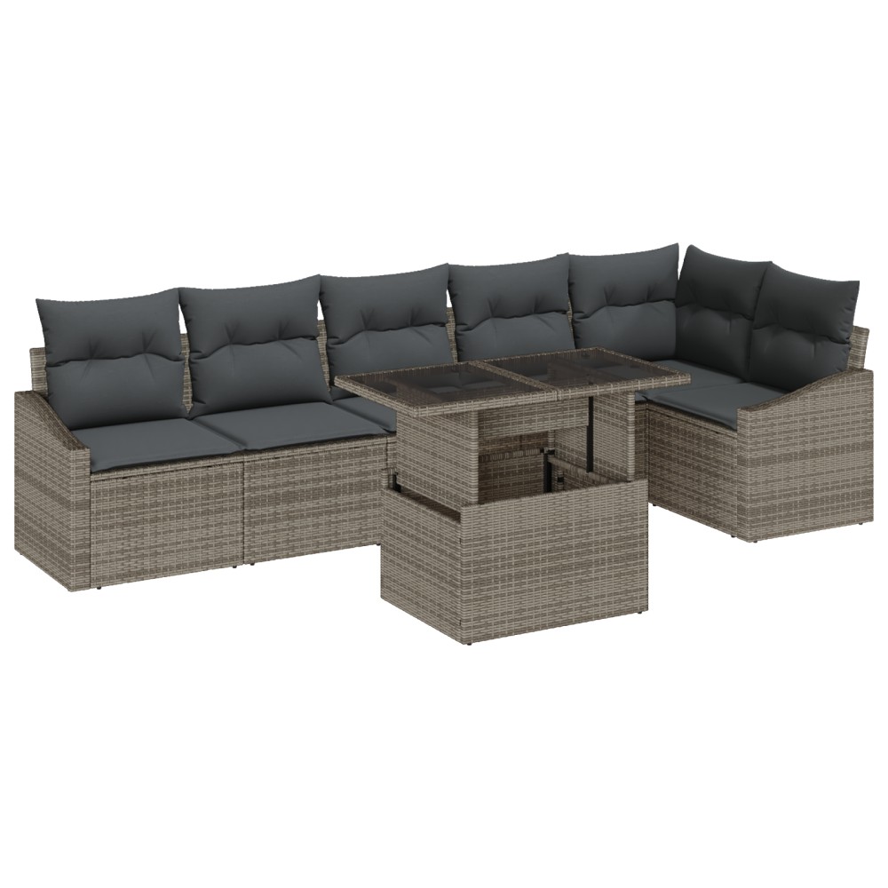vidaXL Set de canapele pentru grădină 7 pcs Gri 100 x 55 x 73 cm