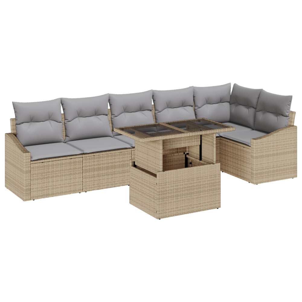 vidaXL Set de canapele pentru grădină 7 pcs bej și gri deschis