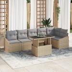 vidaXL Set de canapele pentru grădină 7 pcs bej și gri deschis