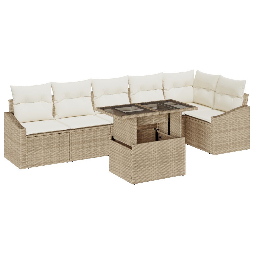 vidaXL Set de canapele pentru grădină cu pernă 7 pcs bej și crem