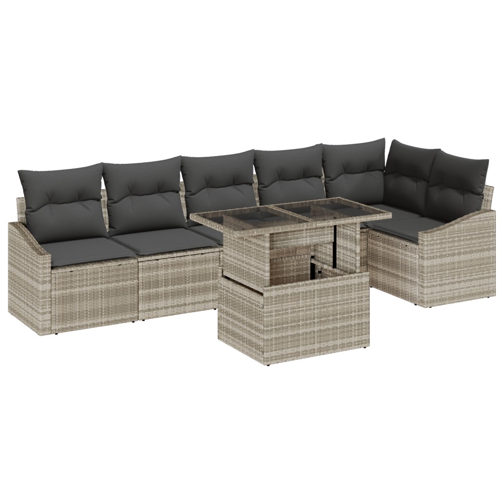 vidaXL Set de canapele pentru grădină cu pernă 7 pcs Gri deschis