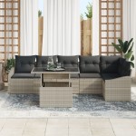 vidaXL Set de canapele pentru grădină cu pernă 7 pcs Gri deschis