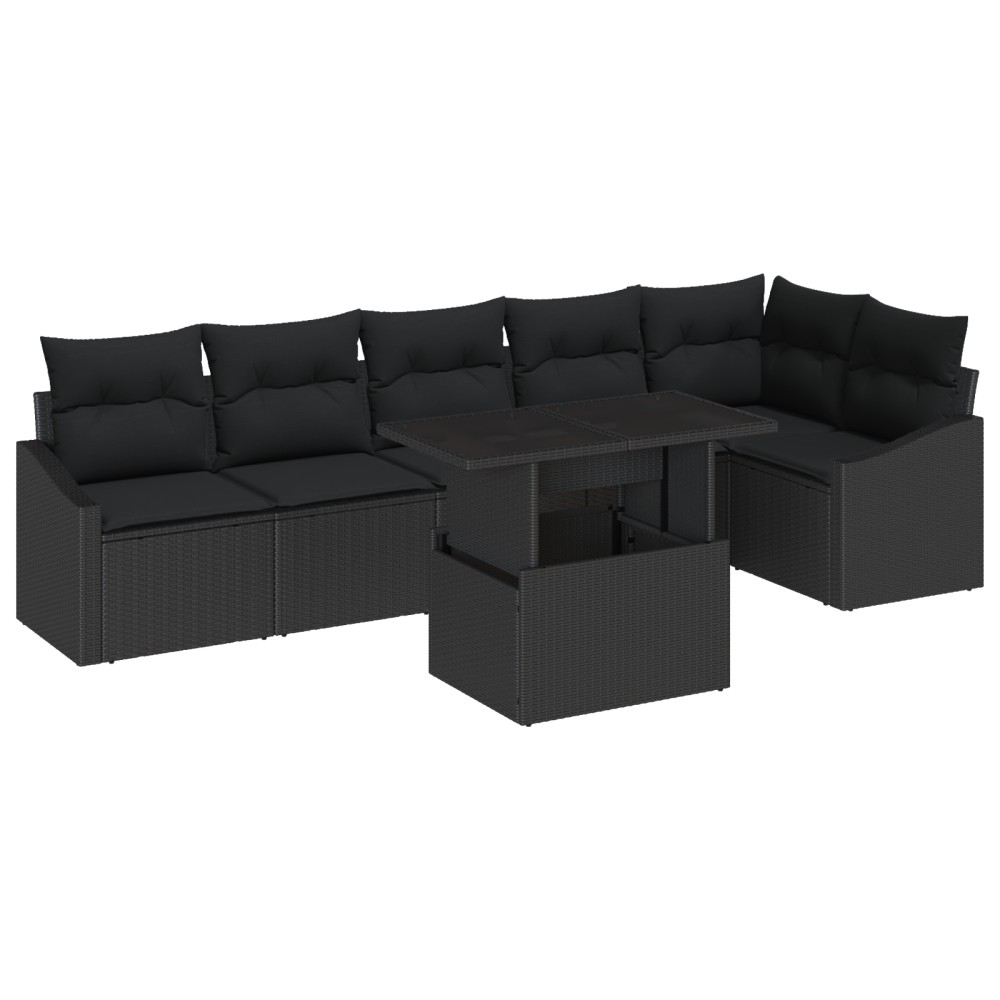 vidaXL Set de canapele pentru grădină 7 pcs Negru 100 x 55 x 73 cm
