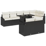 vidaXL Set de canapele pentru grădină cu pernă 9 pcs negru și crem vidaXL Set de canapele pentru grădină cu pernă 9 pcs negru și crem