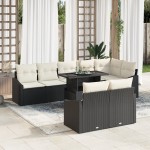 vidaXL Set de canapele pentru grădină cu pernă 9 pcs negru și crem vidaXL Set de canapele pentru grădină cu pernă 9 pcs negru și crem