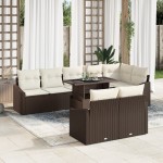 vidaXL Set de canapele pentru grădină cu pernă 9 pcs maro și crem