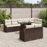 vidaXL Set de canapele pentru grădină cu pernă 9 pcs maro și crem