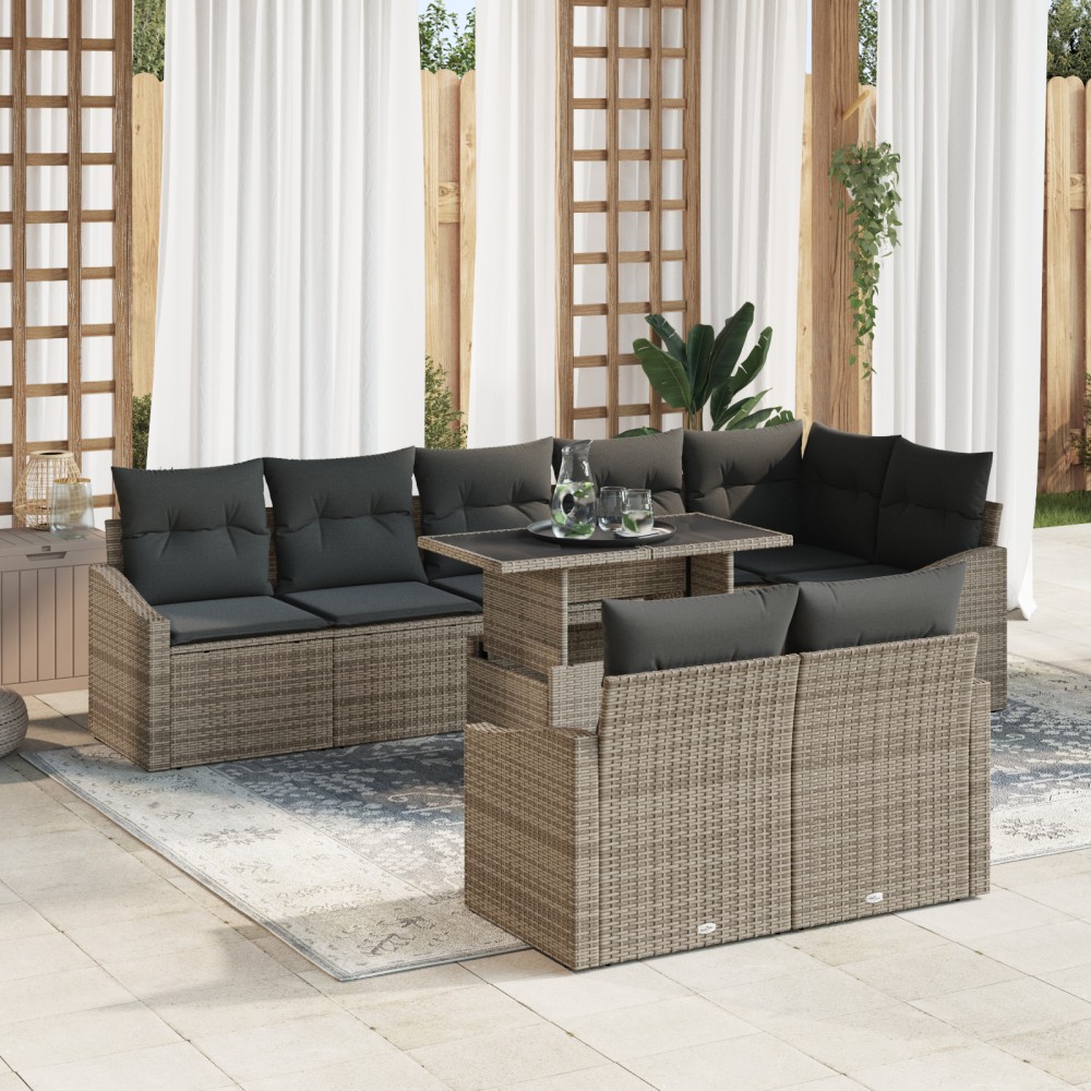 vidaXL Set de canapele pentru grădină 9 pcs Gri 100 x 55 x 73 cm