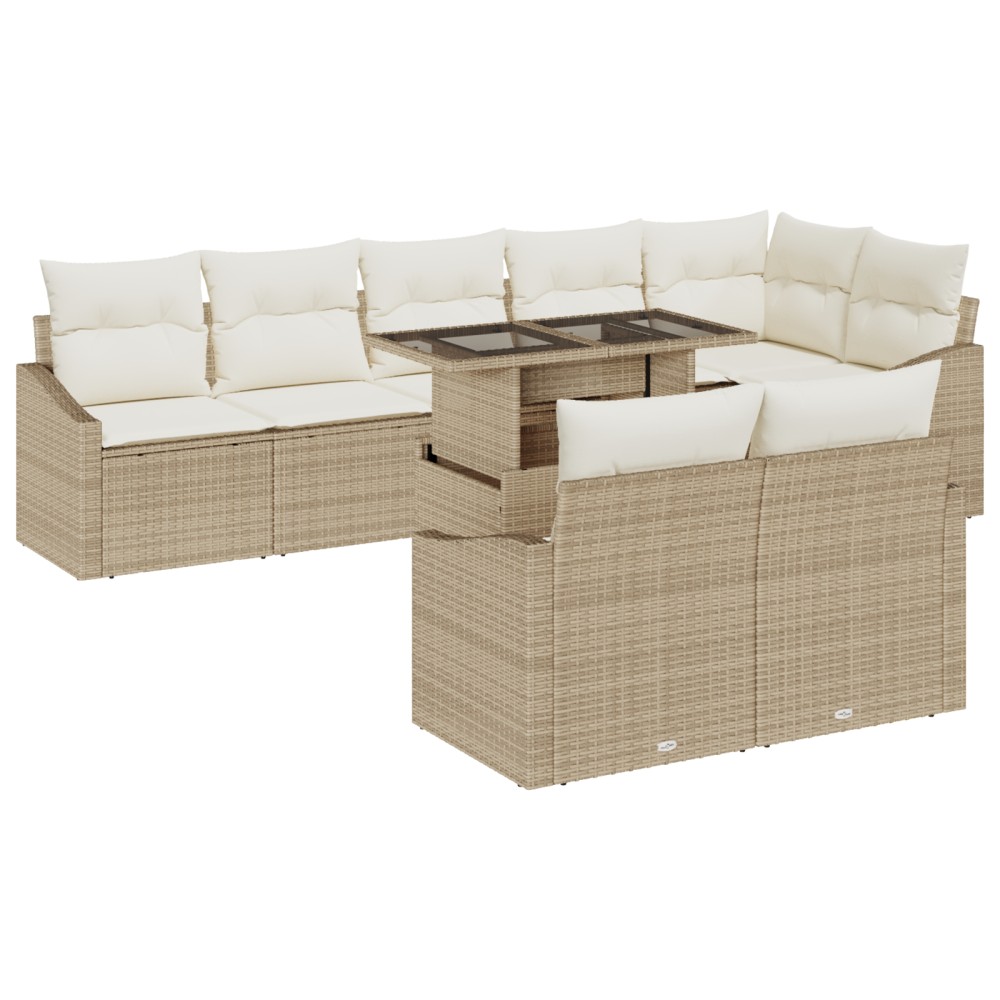vidaXL Set de canapele pentru grădină cu pernă 9 pcs bej și crem