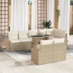 vidaXL Set de canapele pentru grădină cu pernă 9 pcs bej și crem