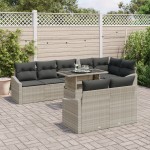 vidaXL Set de canapele pentru grădină cu pernă 9 pcs Gri deschis vidaXL Set de canapele pentru grădină cu pernă 9 pcs Gri deschis
