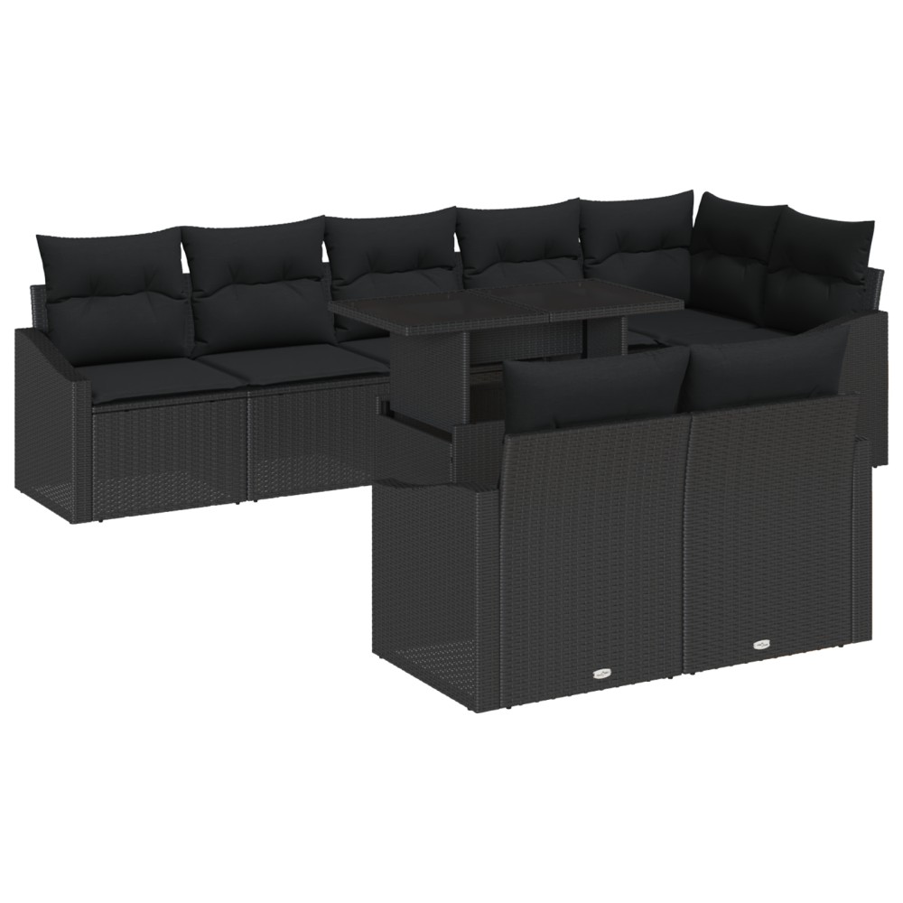 vidaXL Set de canapele pentru grădină 9 pcs Negru 100 x 55 x 73 cm