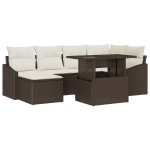 vidaXL Set de canapele pentru grădină cu pernă 7 pcs maro și crem vidaXL Set de canapele pentru grădină cu pernă 7 pcs maro și crem