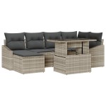 vidaXL Set de canapele pentru grădină cu pernă 7 pcs Gri deschis