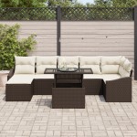 vidaXL Set de canapele pentru grădină cu pernă 8 pcs maro și crem