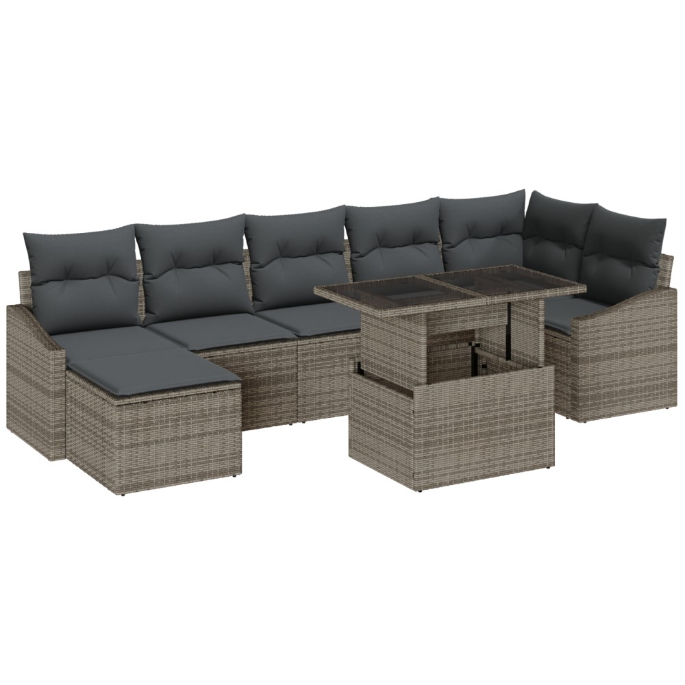 vidaXL Set de canapele pentru grădină cu pernă 8 pcs Gri