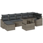 vidaXL Set de canapele pentru grădină cu pernă 8 pcs Gri