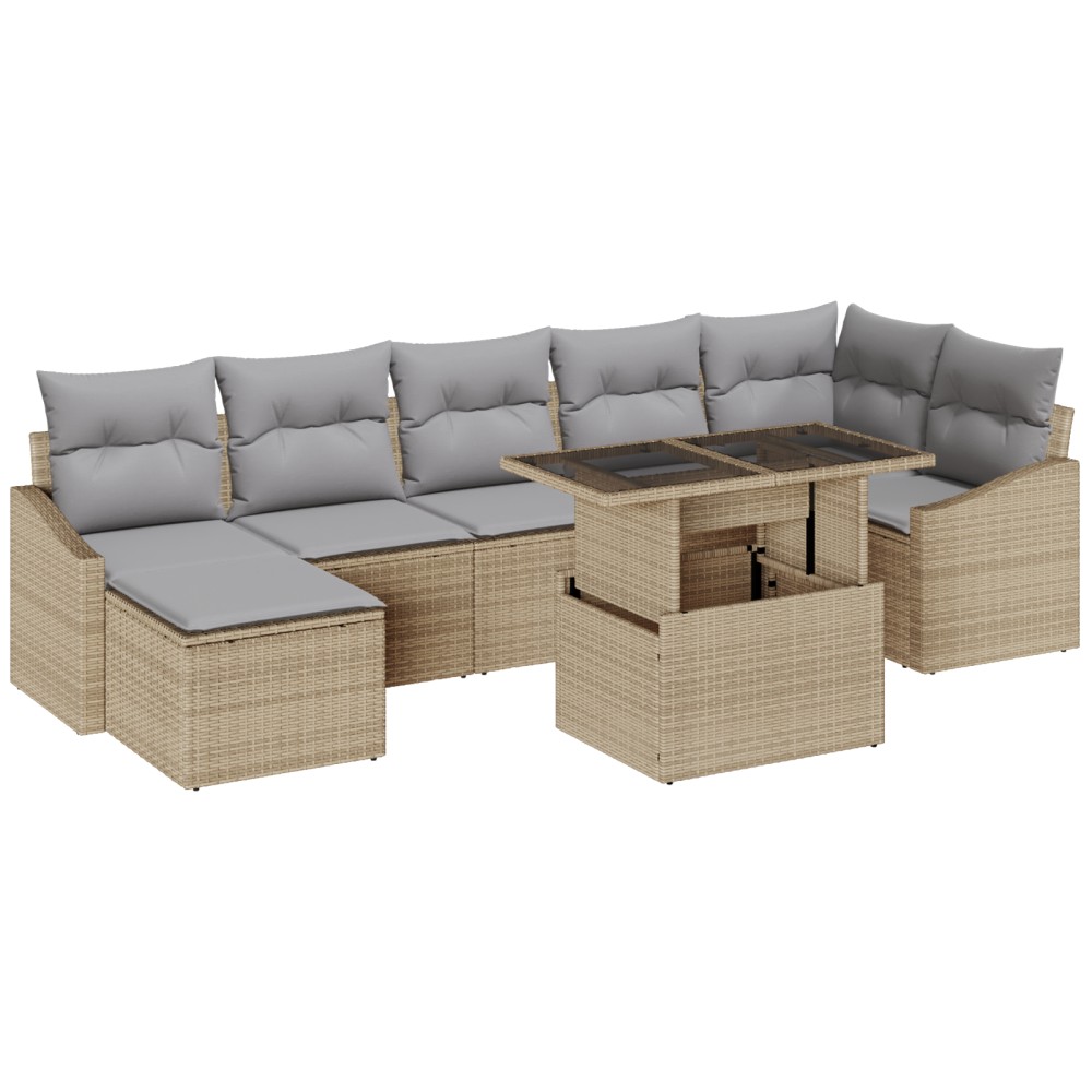 vidaXL Set de canapele pentru grădină 8 pcs bej și gri deschis