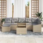 vidaXL Set de canapele pentru grădină 8 pcs bej și gri deschis