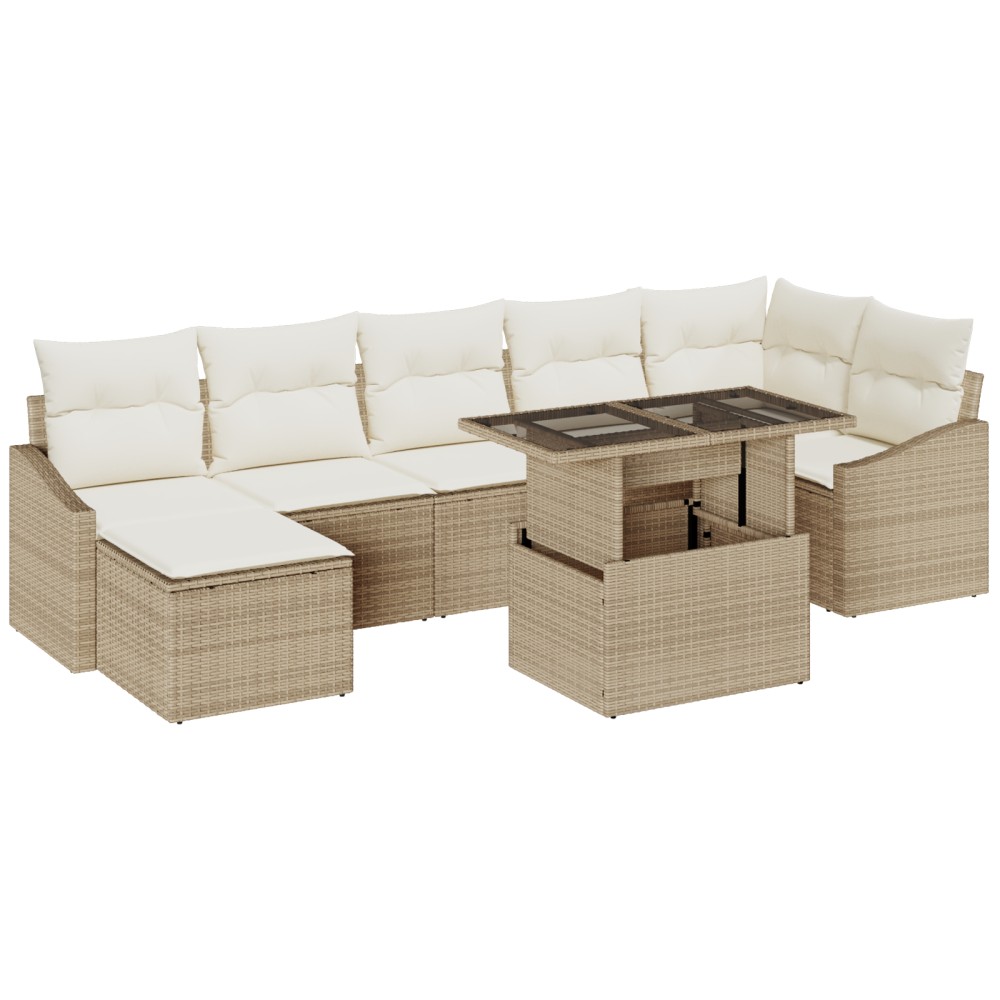 vidaXL Set de canapele pentru grădină cu pernă 8 pcs bej și crem